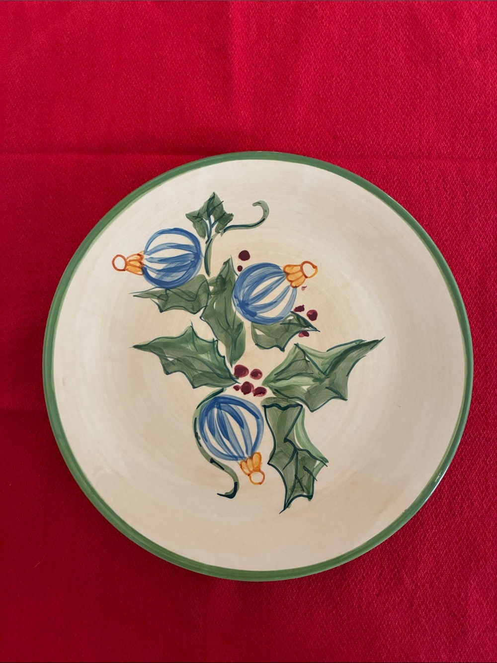 Zrike Ceramic Hand-Painted Holiday Ornament Salad Plate Christmas